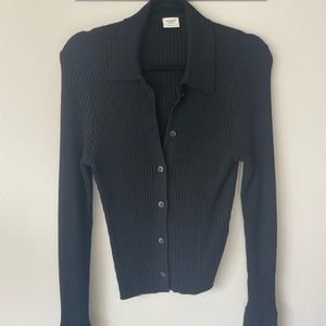 Abercrombie Black button up light sweater in black size large